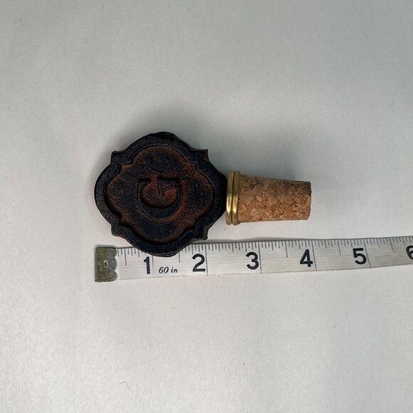 Mud Pie Metal Cast Iron Initial "G" Wine Bottle Stopper NEW - Picture 3 of 7